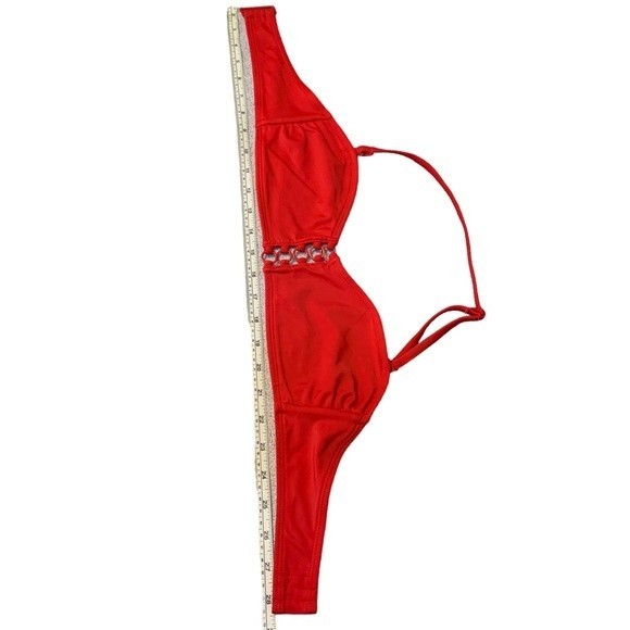 Red Halter Bikini Top with adjustable Straps Size Small - Picture 5 of 5